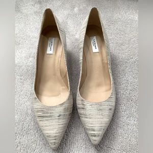 LK Bennett silver kitten heels size 41